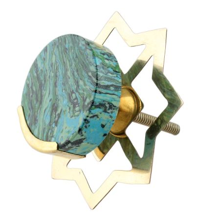 Green Texture Stone Brass Cabinet knob